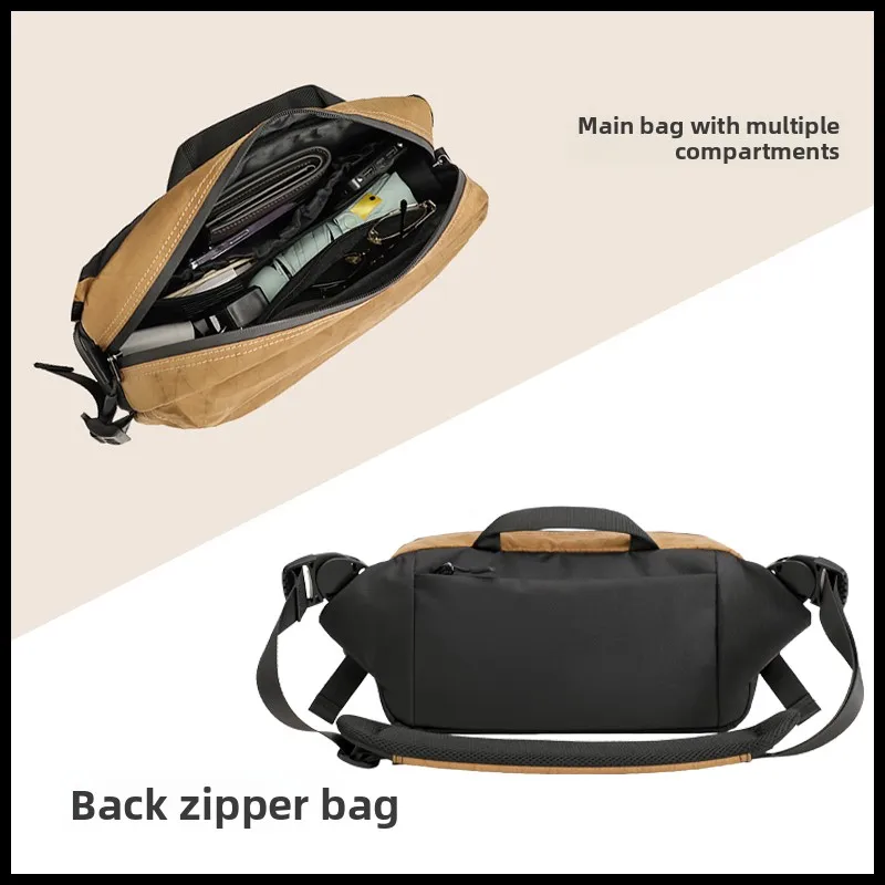 حقيبة كتف رجالية خفيفة الوزن ومحمولة للتنقل والأنشطة الخارجية، متينة بتصميم عصري مع لمسات دراجات نارية ومقبض ناعم