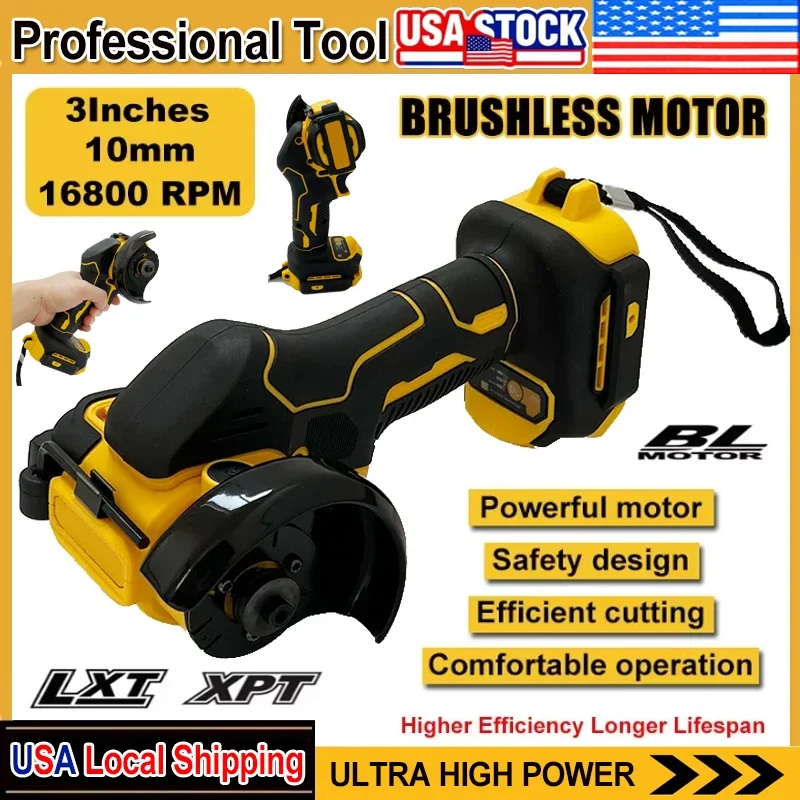 Fit DEWALT Cordless Angle Grinder 3 Inch Mini Polishing Grinding Machine Electric Cutting Power Tools For 20V 18V Battery