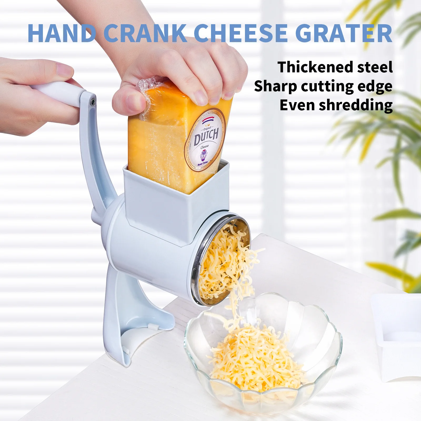 Heavy Multi Use Manual Rotate Cheese Slicer Steel Vegetable Shredder Salad Maker 5 Blades