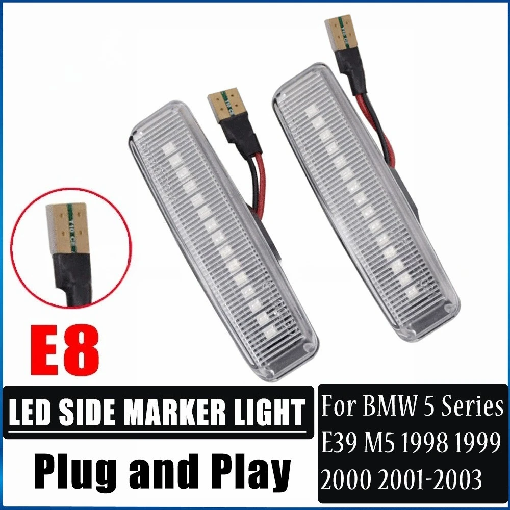 

2 шт. светодиодные последовательные янтарные боковые указатели поворота на крыле для BMW 5 серии E39 M5 (1998-2003)