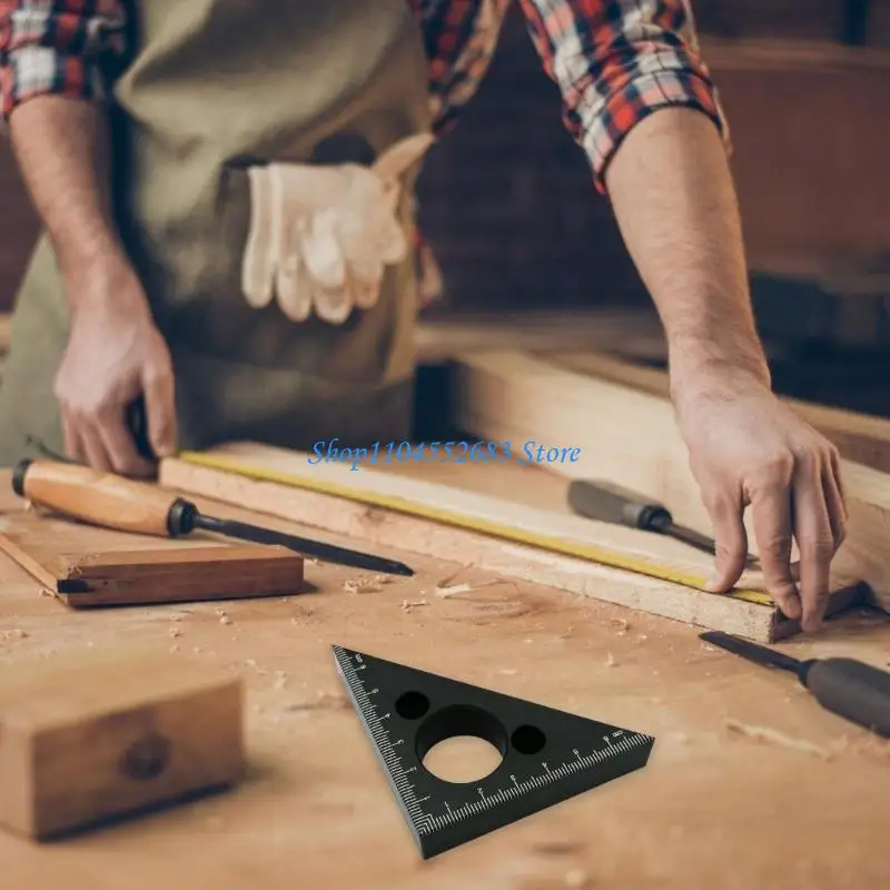 Règle Y6GD à droit 45/90 degrés Small Aluminium Triangles Ruler avec des échelles métriques