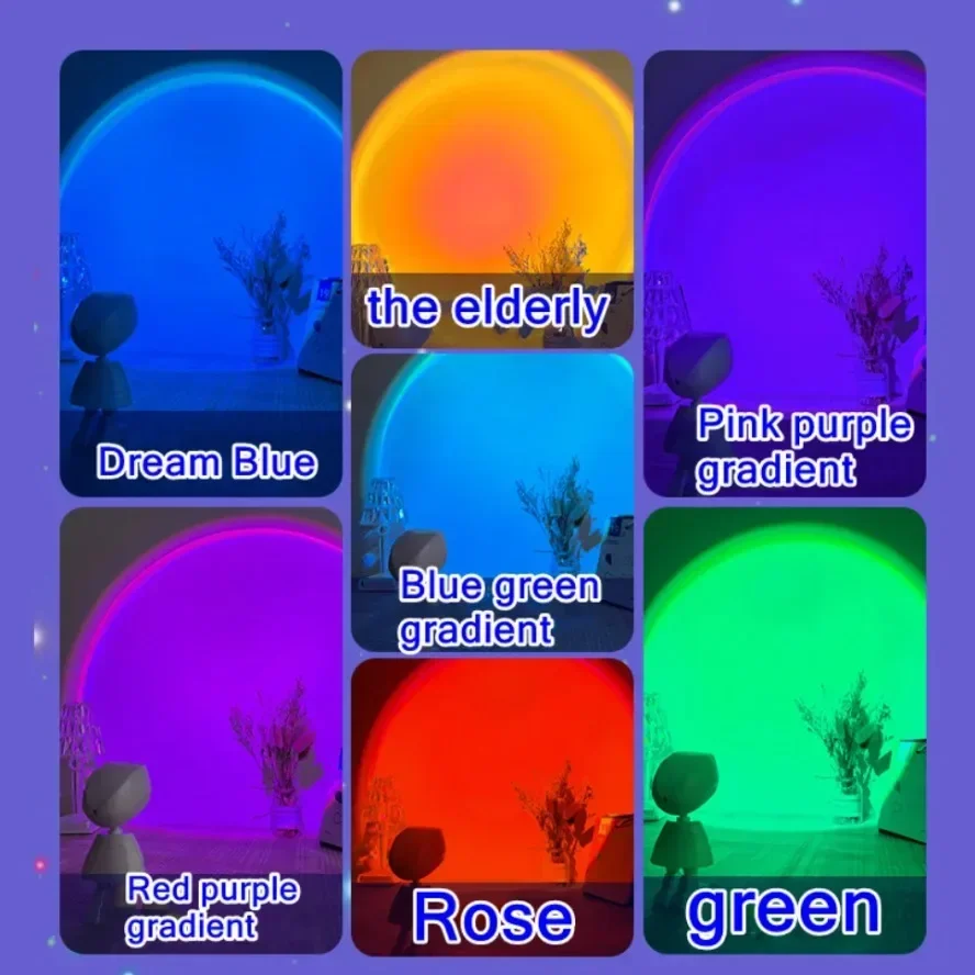 LED Astronaut Sunset Light Rainbow RGB Color Projection Night Light 360 Degree Rotation Environment Lighting Home Decoration