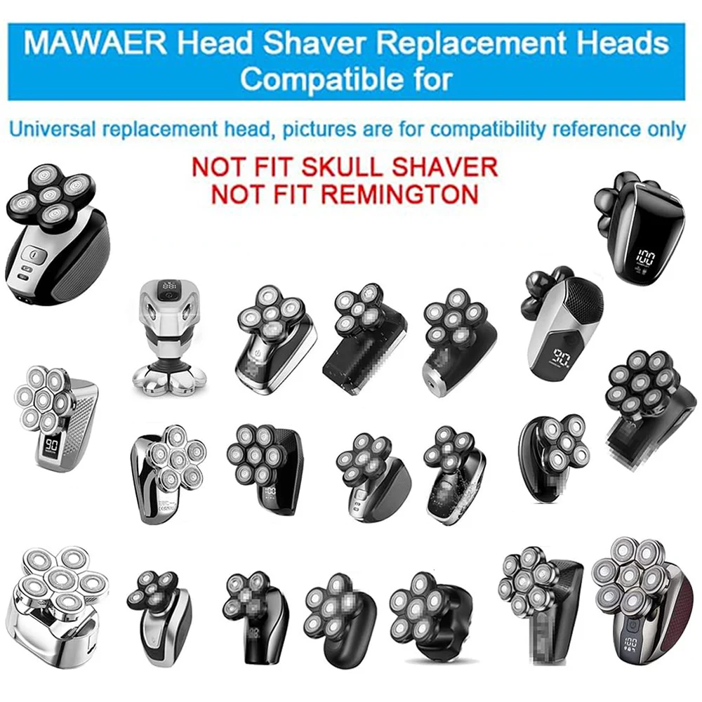 Electric Beard Shaver 5 Blade Rotating Head for Head shaver 5D Men's Electric Shaver Replacement Heads Razor Blade Head