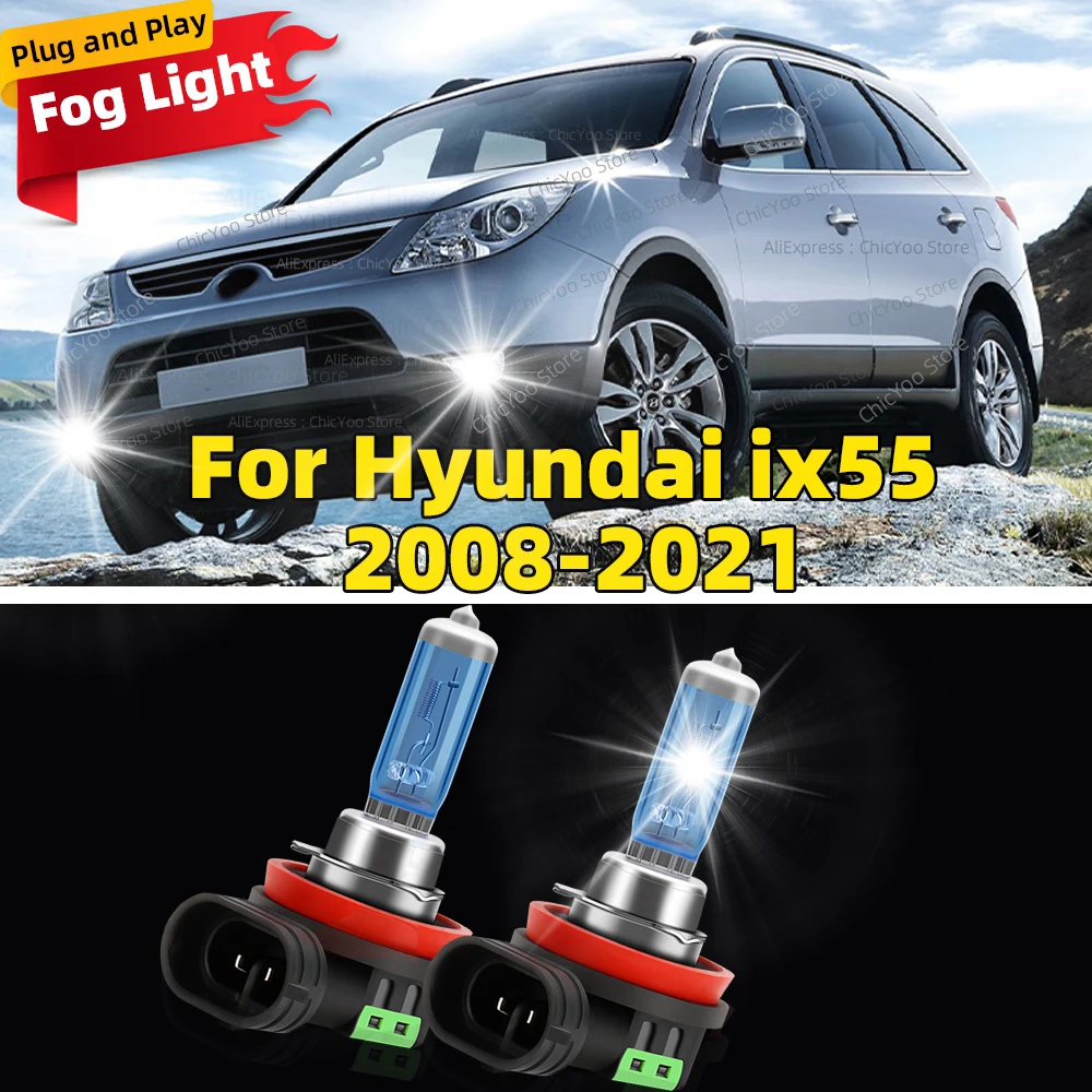 2Pcs 6000K Halogen Lamp Canbus Car Front Fog Light High Power Accessories Fit For Hyundai ix55 2008-2021 2009 2010 2011 2012