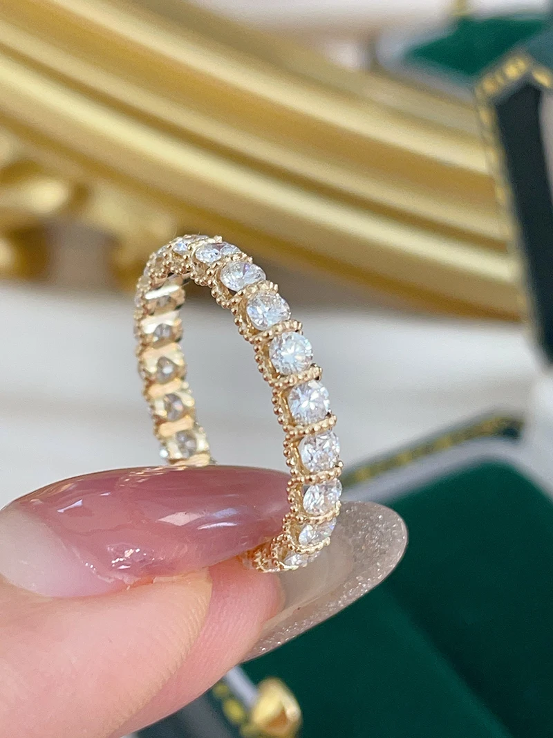 LUOWEND 100% 18K White/Yellow Gold Rings Luxury Design 1.40carat Real Natural Diamond Engagement Ring for Women Fine Jewelry