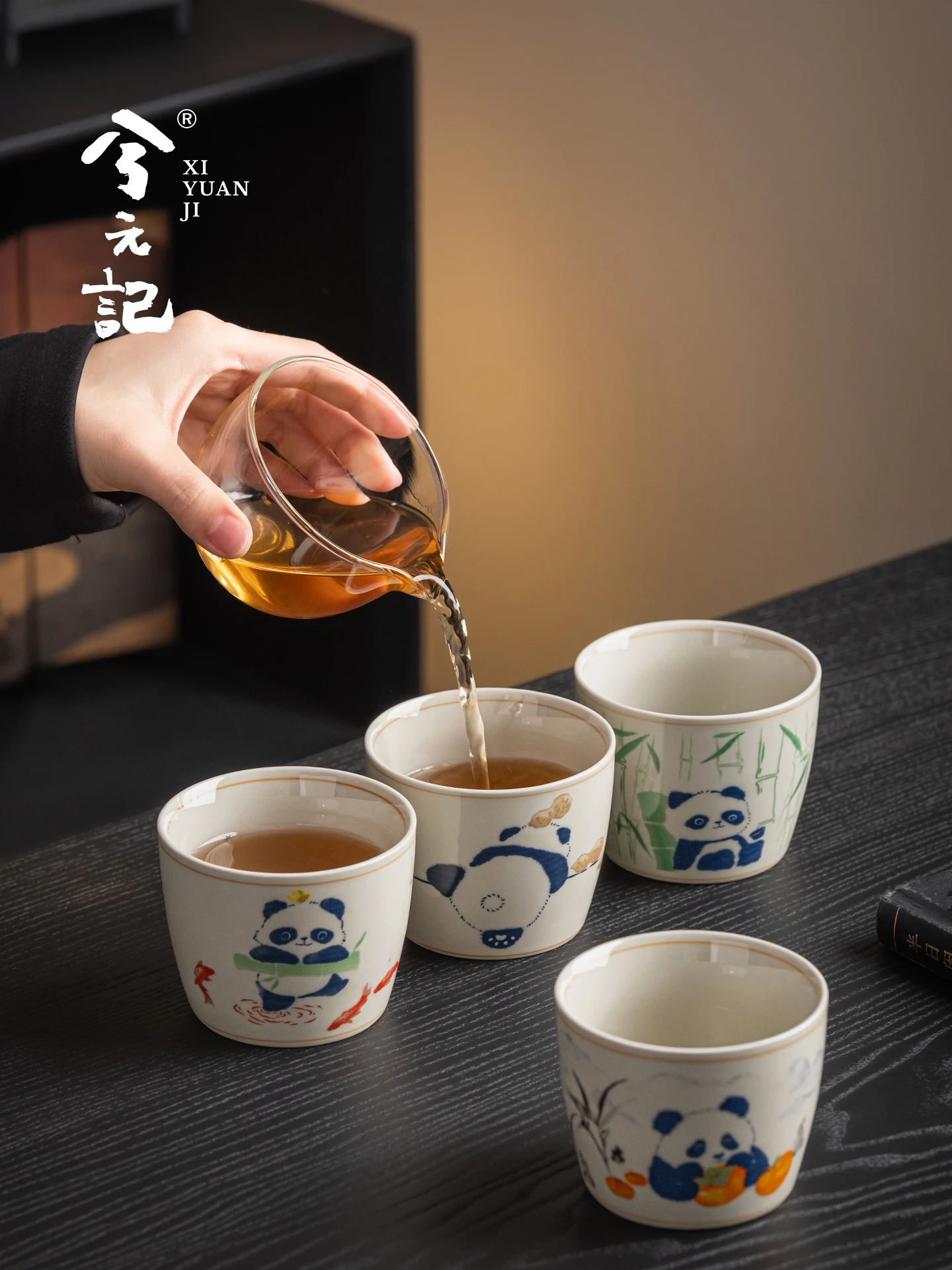 Good Things Happen Panda Teacup Tea Set Gift Box for and Boys Housewarming Birthday Wedding New Year
