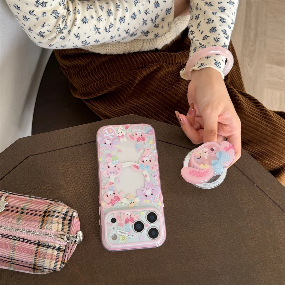 Etui na telefon iPhone 15 Pro 13 14 16 17 Pro Max z motywem króliczka kawaii, z mocowaniem magnetycznym, urocze etui z kreskówkowym motywem, kompatybilne z podstawką Magsafe, Funda — zdjęcie produktu 6