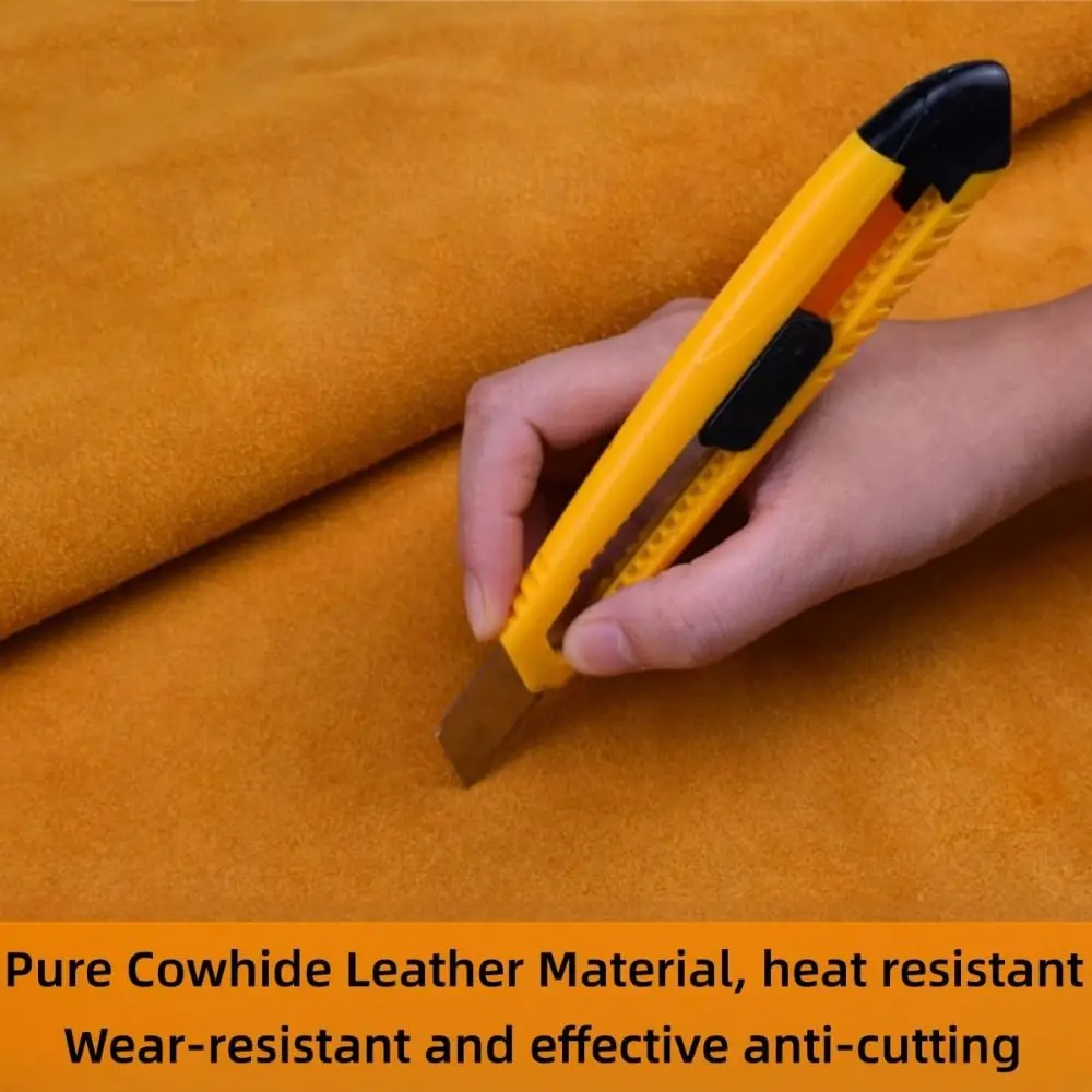 Cowhide Leather Welding Clothes Flame Retardant High Collar Welding Work Clothes Heat Resistant Wear Resistant
