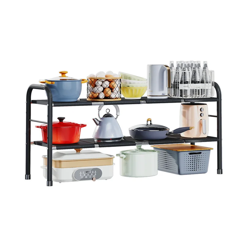 

Kitchen Retractable Lower Sink Shelving Cabinets Layered Shelf Storage Shelf Layer Shelf Multifunctional Pot Shelf