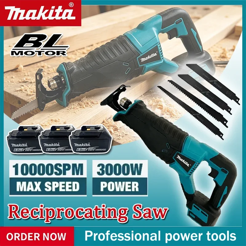 

Makita Brushless Reciprocating Saw Reciprocating Saw Portable Cordless Power Tools With 4pcs Saw Blades For 20V 18V Battery