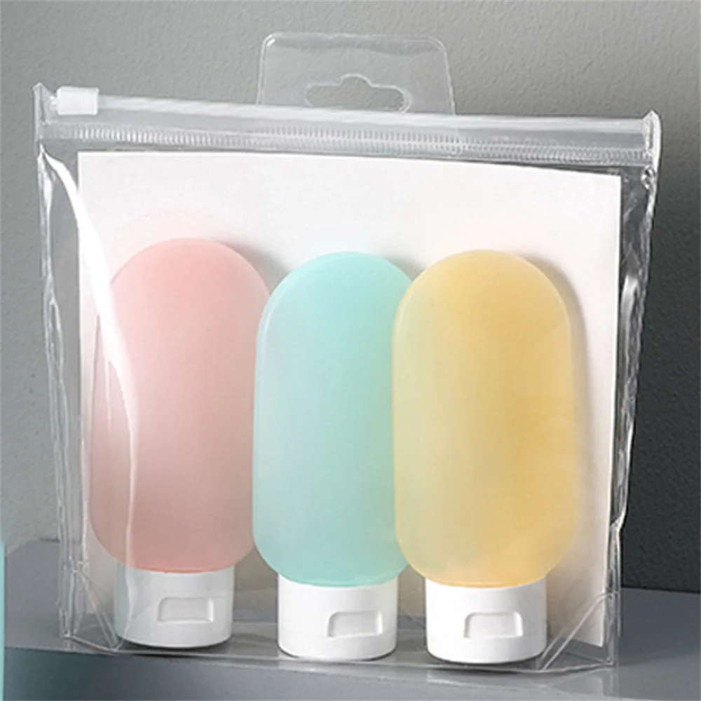 

3pcs/set 60ml Refillable Bottle Soft Silicone Lotion Container Squeeze Tube Empty Bottle Portable Travel Shampoo Bottle