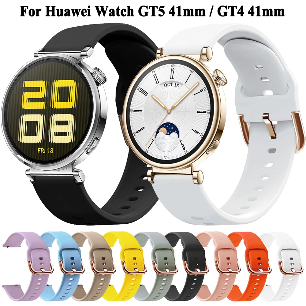 Женский силиконовый ремешок 18 мм для Huawei Watch GT5 GT4 41 мм, браслет-браслет для Huawei Watch GT 5 GT 4, 41 мм, ремешок для часов