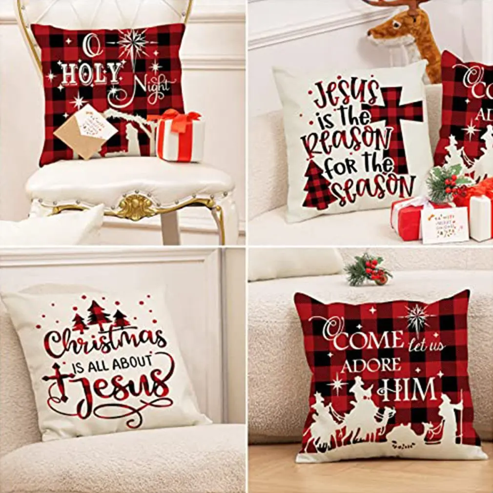 4PCS/set Christmas Pillow Case Santa Claus Cute Snowmen Christmas Cushion Sofa Pillow Case Bedroom Decoration Cushion Case