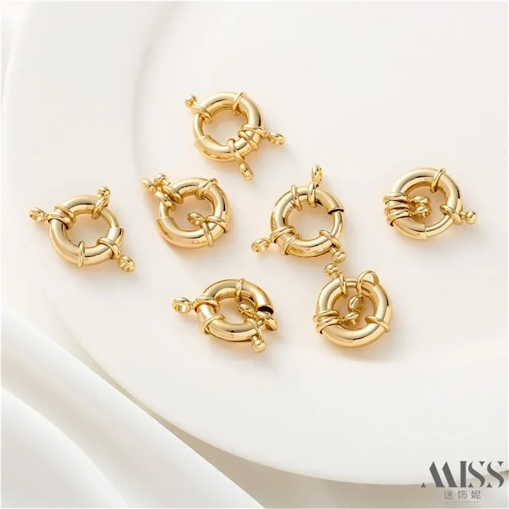 

18K Gold Round Size Sailor Plate Connecting Buckle Spring Buckle DIY Handmade Bracelet Necklace Accessories