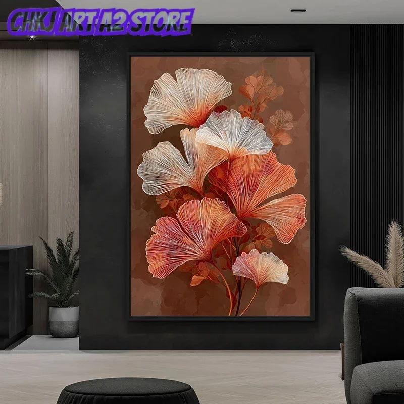 Neutral Ginkgo Leaf Modern Botanical Poster and Prints Canvas Painting Wall Art Pictures Home Decor Cuadros