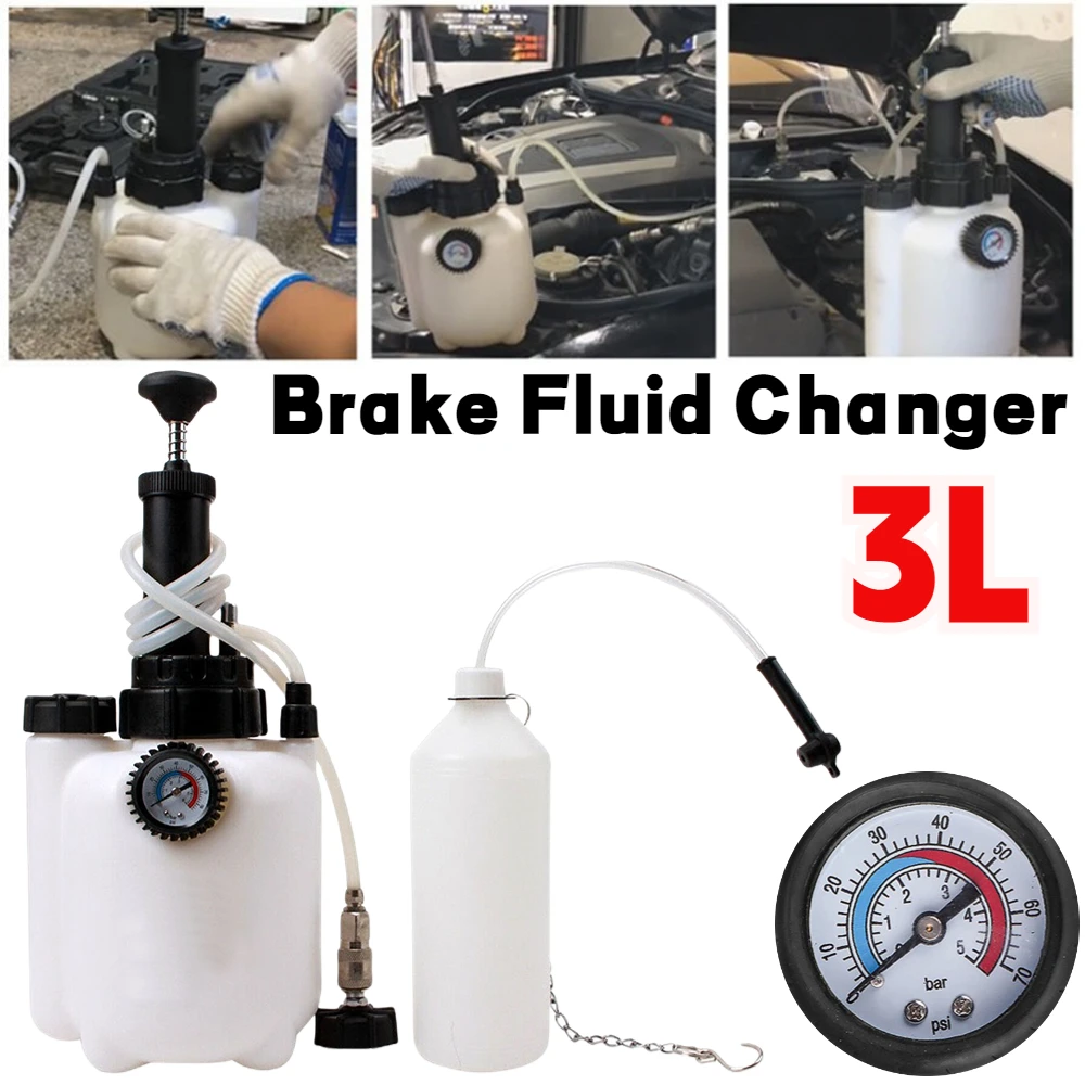 3L Manual Car Brake Oil Pot Replacement Tool Auto Brake Bleeder Large Capacity Hydraulic Fluid Oil Changer For Brake Bleeding Ki