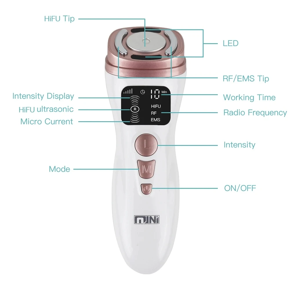 Beauty Device Lifting and Firming, Ultrasound Guided Micro Current Facial Wrinkle Remover, Home Massage