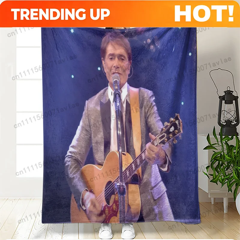 Customize 1pc 230GSM High-Definition Printed Blanket Designed by British Singer Cliff Richard, Adds Playful Charm to Bedroom, Li