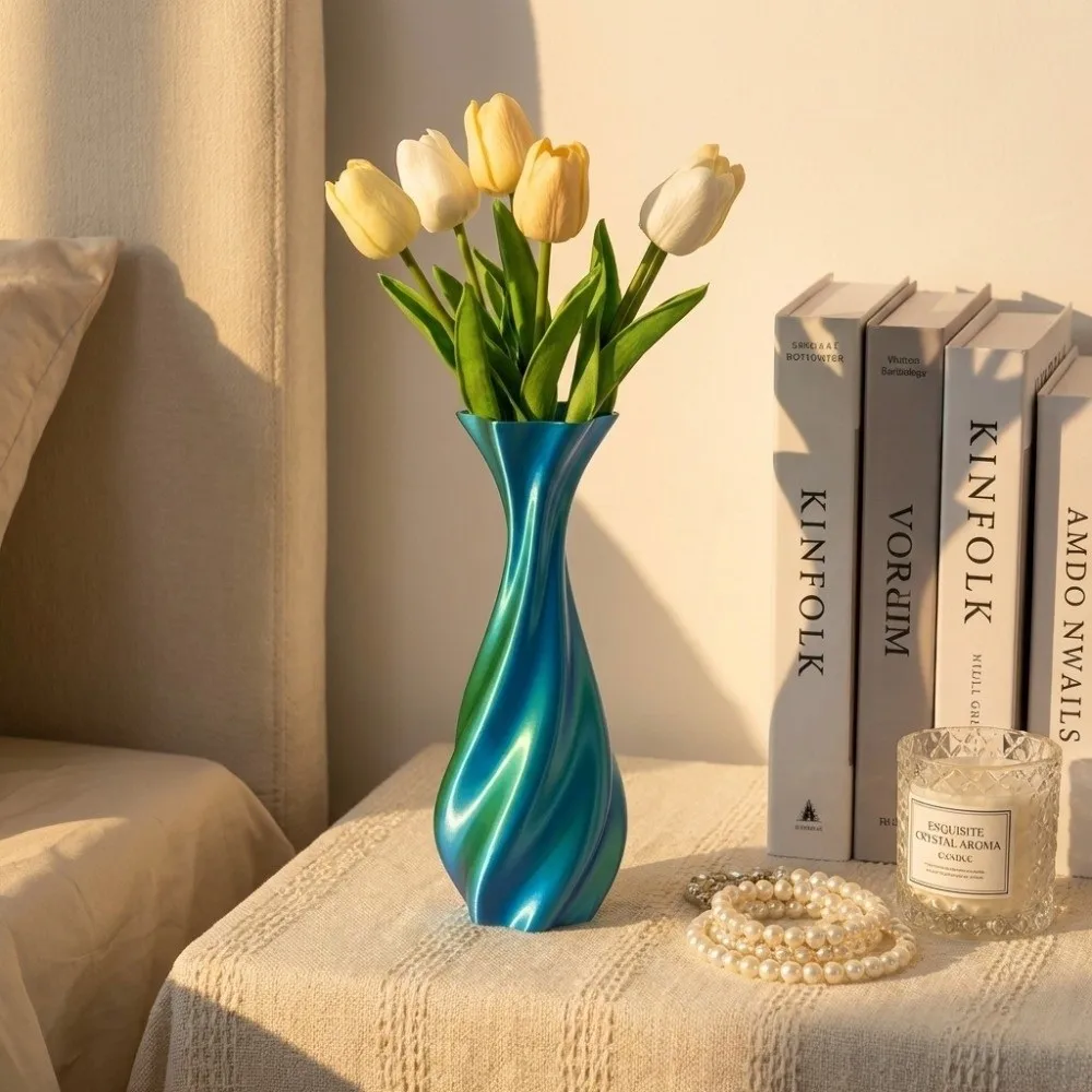 Twisted Design 3D Printed Flower Vases Flower Arrangement Gradient Color Decorative Flowerpot Plant Pot