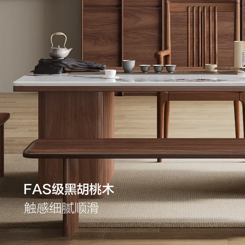 

Customizable new Chinese rock slab splicing office solid wood large board simple modern tea table and chair combination