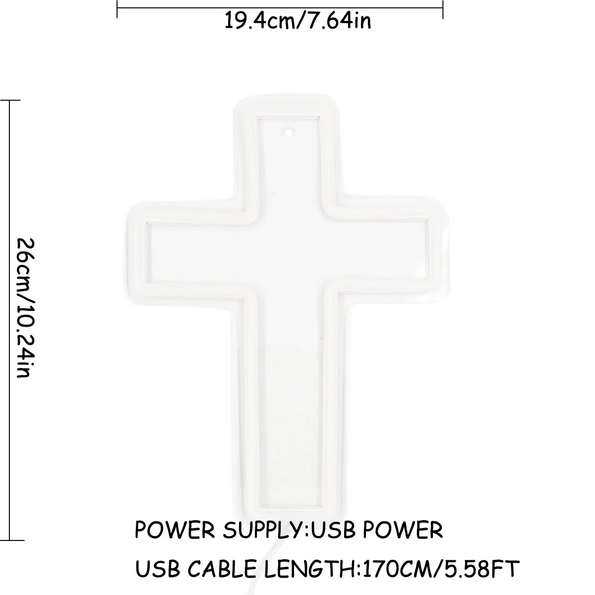 الأبيض يسوع الصليب LED النيون تسجيل ، ديكور الحفلات والحدث ، الكنيسة والمتجر ، الهدايا ، 7.64 في * 10.24 في ، 1 قطعة