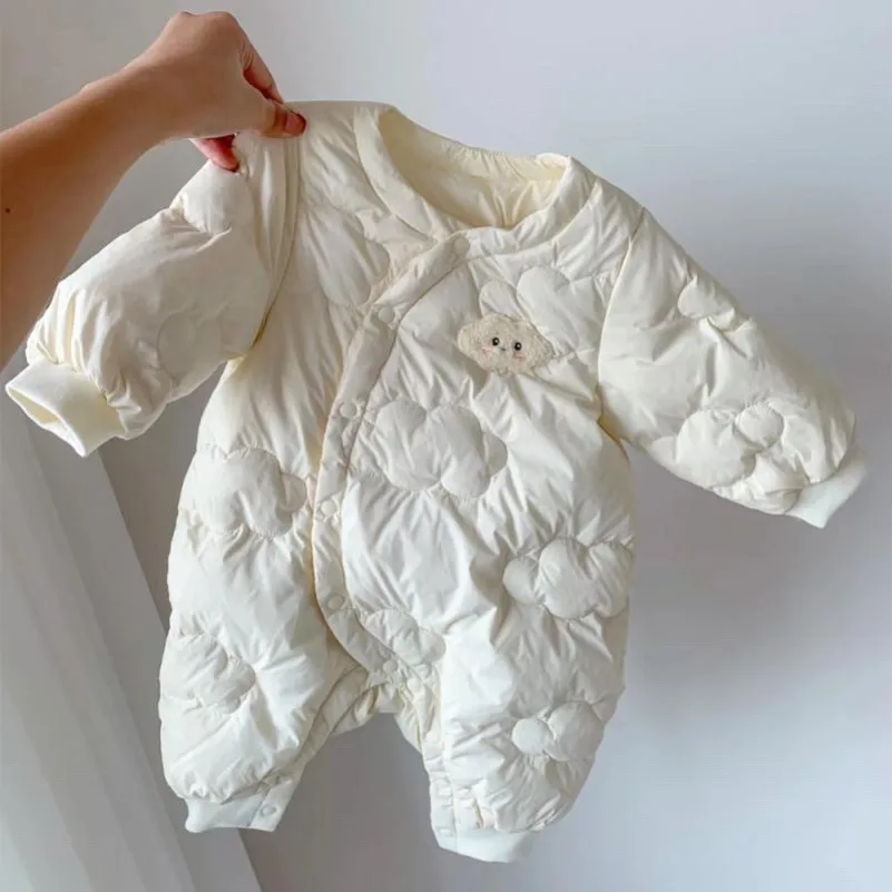 New Simple Style Baby Cotton Padded Jumpsuit Winter Cute Cloud Pattern Thermal Outfit Infant Bodysuit for Newborn Toddler