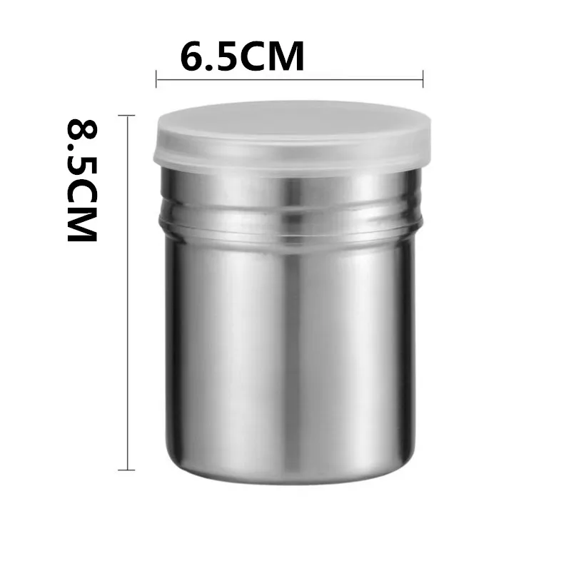 Stainless Steel Powder Sprinkler Kithen Powder Distributor with Dense Hole Cocoa Cinnamon Sugar Gauze Mesh Jar Seasoning Bottles