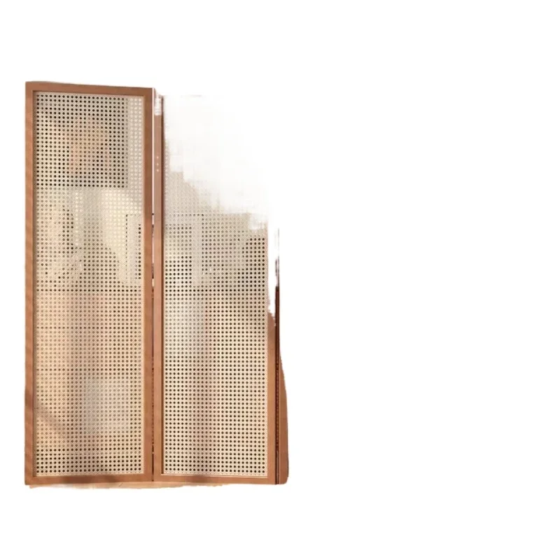

New Chinese-style solid wood rattan screen partition living room bedroom shelter home