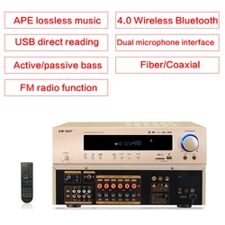 800W High Power 5.1 Power Amplifier Home Theater HiFi APE Lossless Bluetooth Fiber Coaxial Audiophile Subwoofer Amplifier