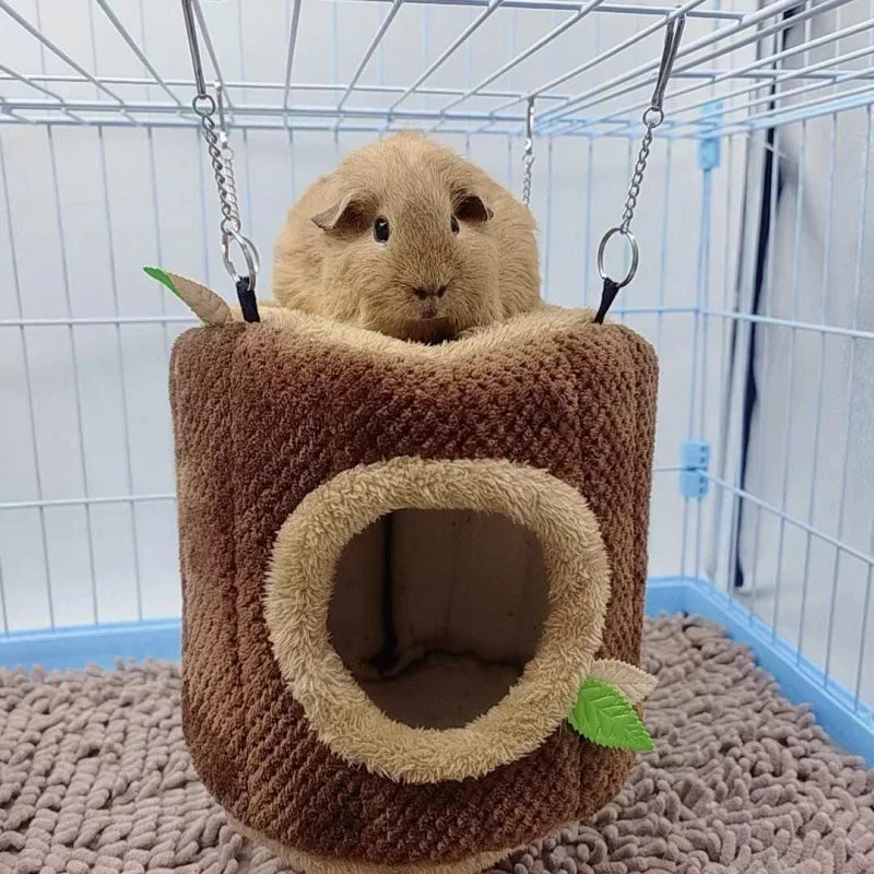 Stump-shaped Warm Cotton Nest Hammock Guinea Nest Winter Mole Tunnel Small Animal Hammock Hamster Nest Pet Cage Home Supplies