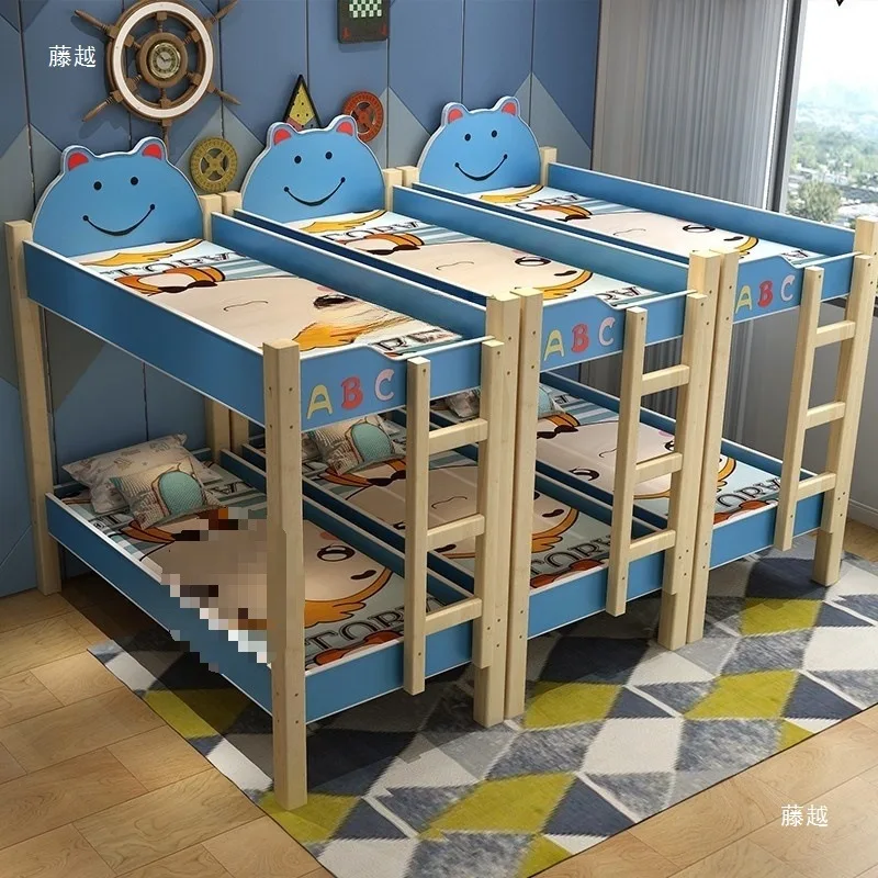 Kindergarten on and off the bed Children on and off the bed Afternoon care Double high and low cartoon bed Nursery class