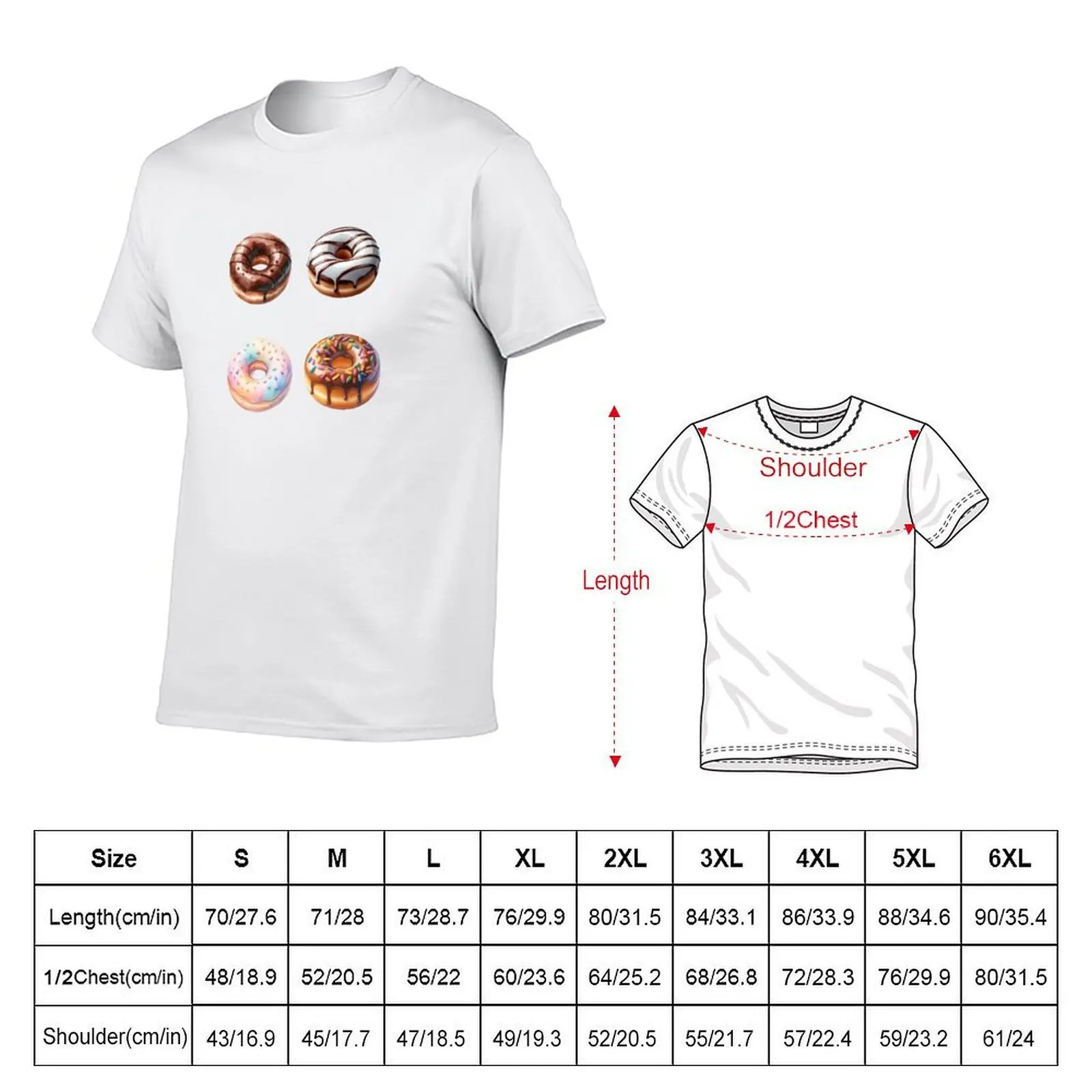 Donuts- Variety Fun Exciting Dessert Pattern T-Shirt Plus Size Outdoor Casual Top