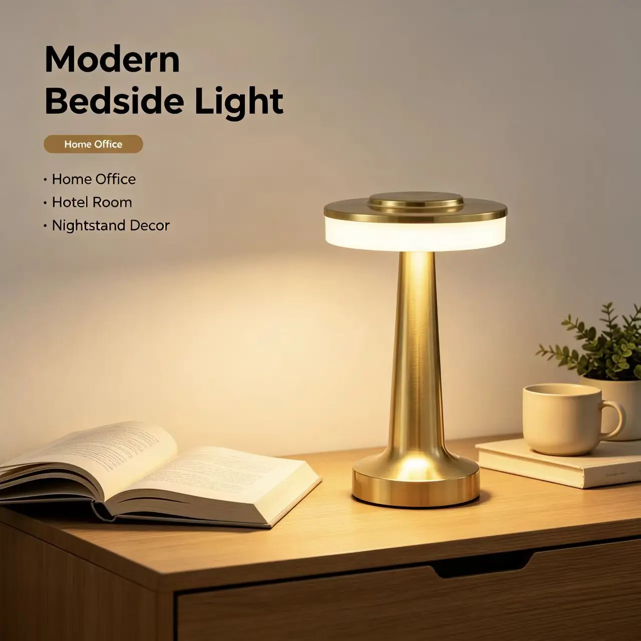 Metal Desk Lamp USB Rechargeable Portable Mood Light Touch Table Lamp Bedside Night Light for Bar KTV Hotel Coffee Shop Bedroom