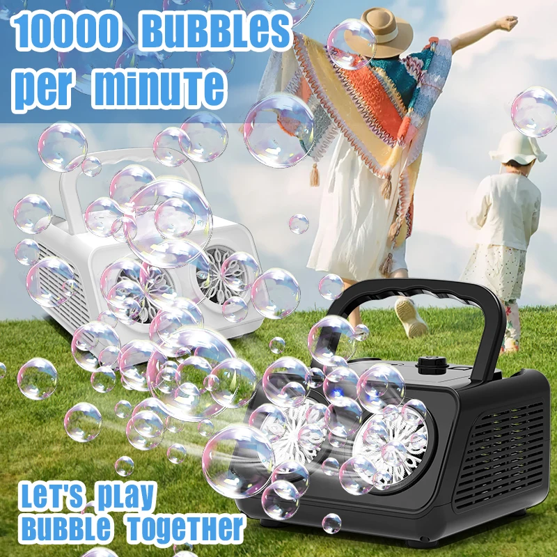 Knyysecq traz 200ml bolha de água totalmente automática máquina bolha ao ar livre grande quantidade bolhas aparecem máquina bolha brinquedo