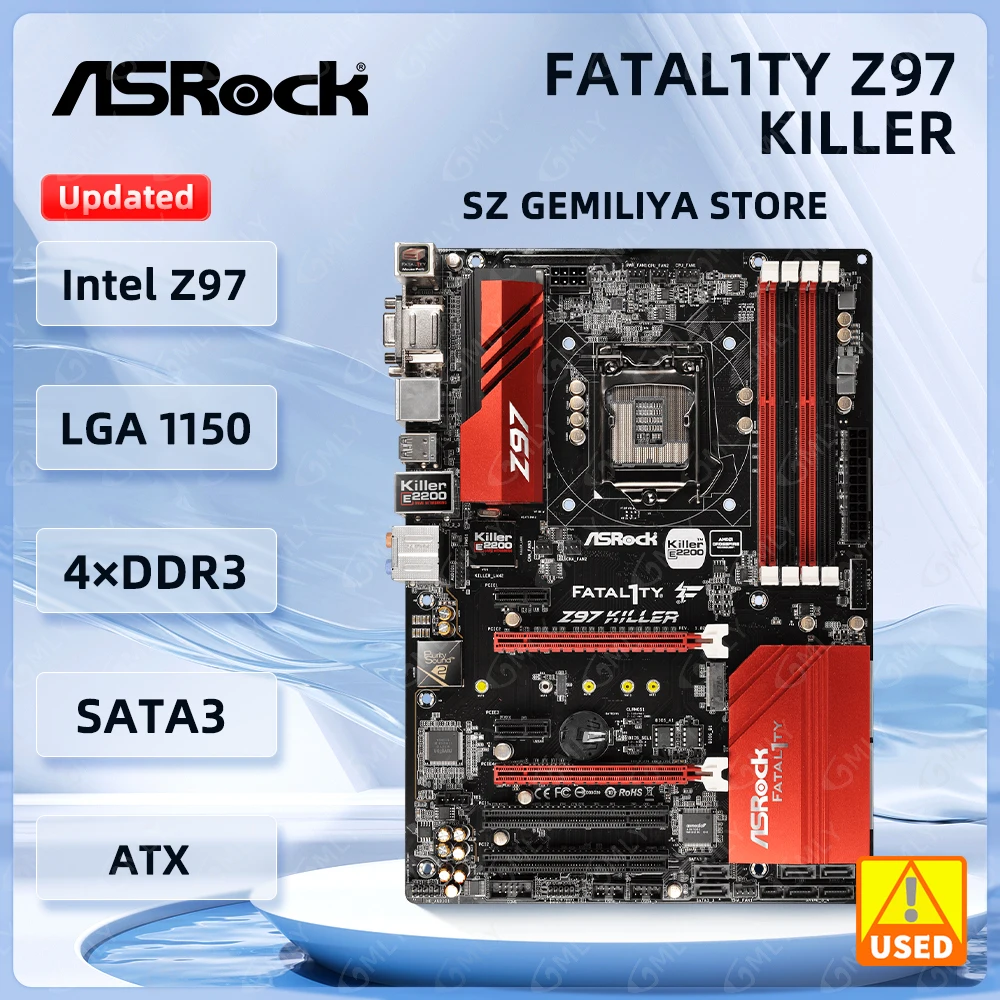 ASRock Fatal1ty Z97 Killer Motherboard LGA 1150 Intel Z97 DDR3 32GB PCI-E 3.0 M.2 USB3.0 support Core i3-4370i7-4790 i7-4770 cpu