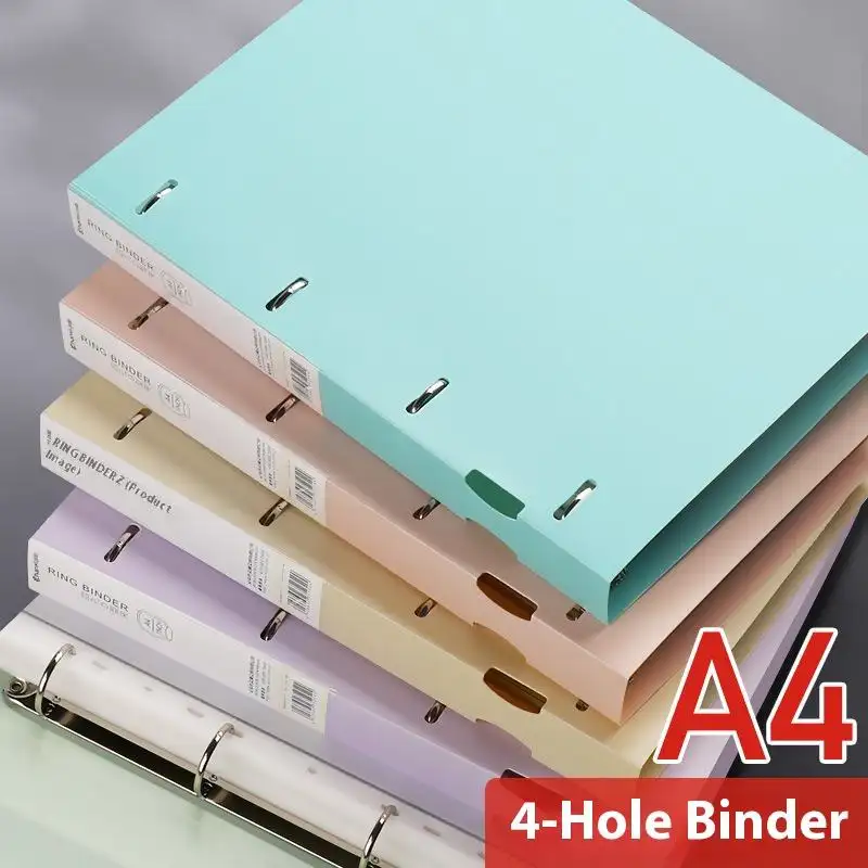 A4 4공 링 바인더, 학교, 가정, 사무실 문서, 시험지 정리용 다기능 문구류 보관 링 바인더