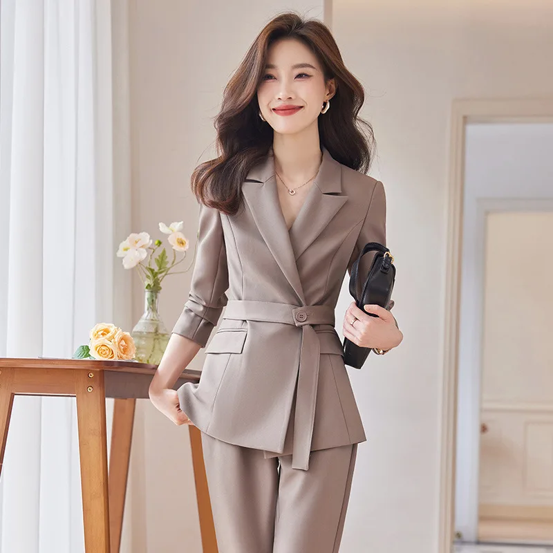 Blazer professionnel élégant pour femmes, nouveau costume d'affaires amincissant coupe cintrée, costume formel, ensemble décontracté à la mode, automne