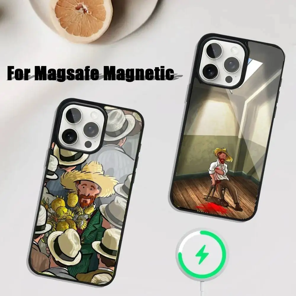 

Sunflower Art V-Van G-Gogh Phone Case For iPhone 17,16,15,14,13,12,11,Pro,Max,Plus,Mini,SE4,E Magnetic Magsafe Wireless Charging