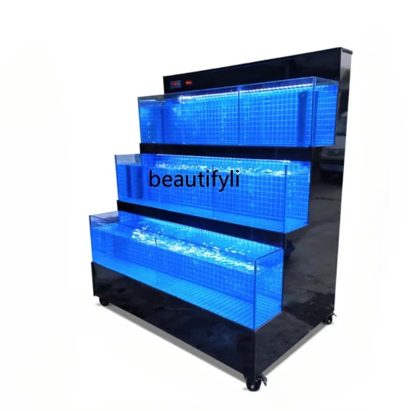 scn8617 Mobile Seafood Pool Commercial Refrigerator Integrated Aquatic Shellfish Pool Supermarket Seafood Fish Tank