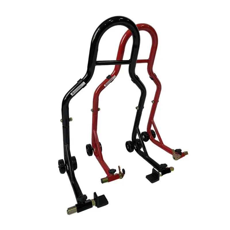

Motorcycle parking support front and rear wheel heads