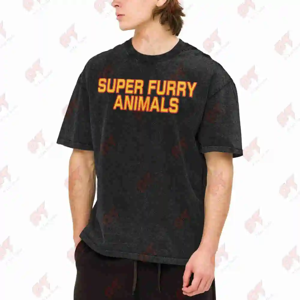 Super Furry Animals Britpop Welsh Vintage Washed Tee Pure Cotton T-Shirt