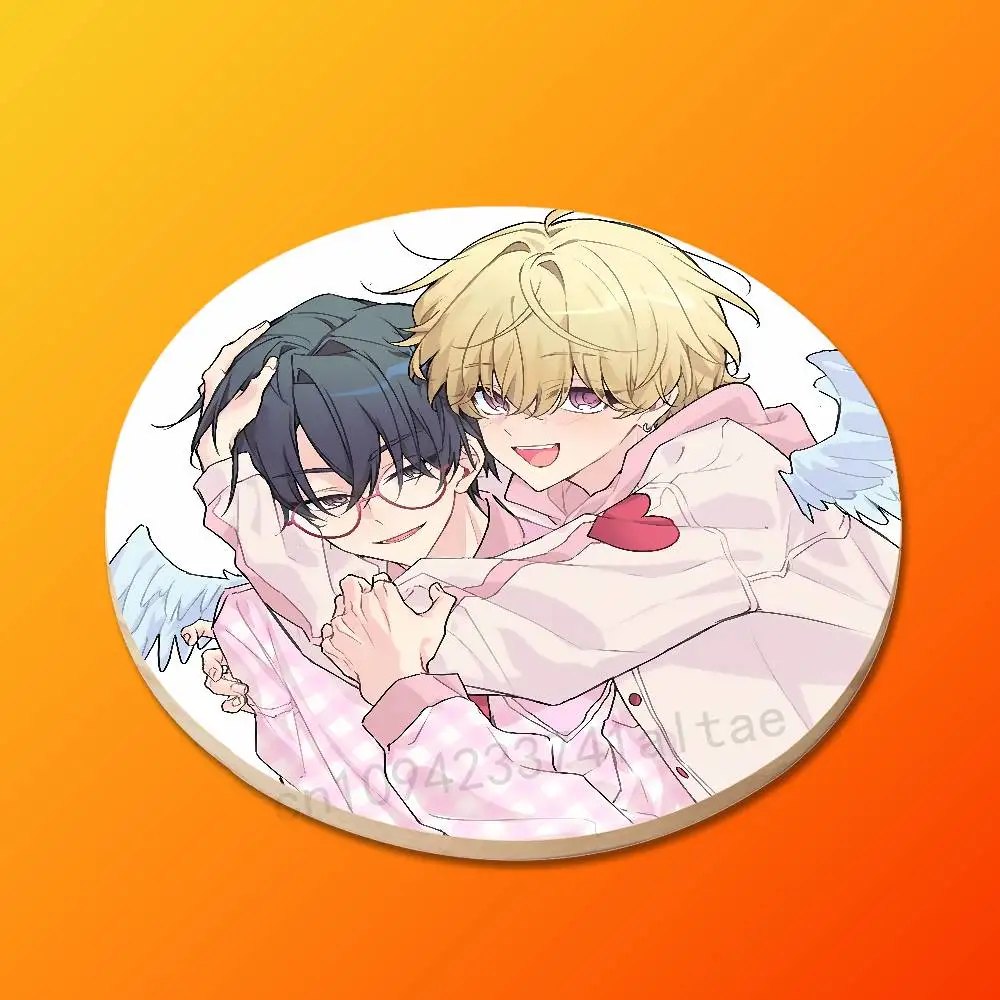 M-Merry C-Comics Marbling Round Wooden Coasters Non-Slip Suitable for Drinks Tea,Coffee Home Perfect Gift