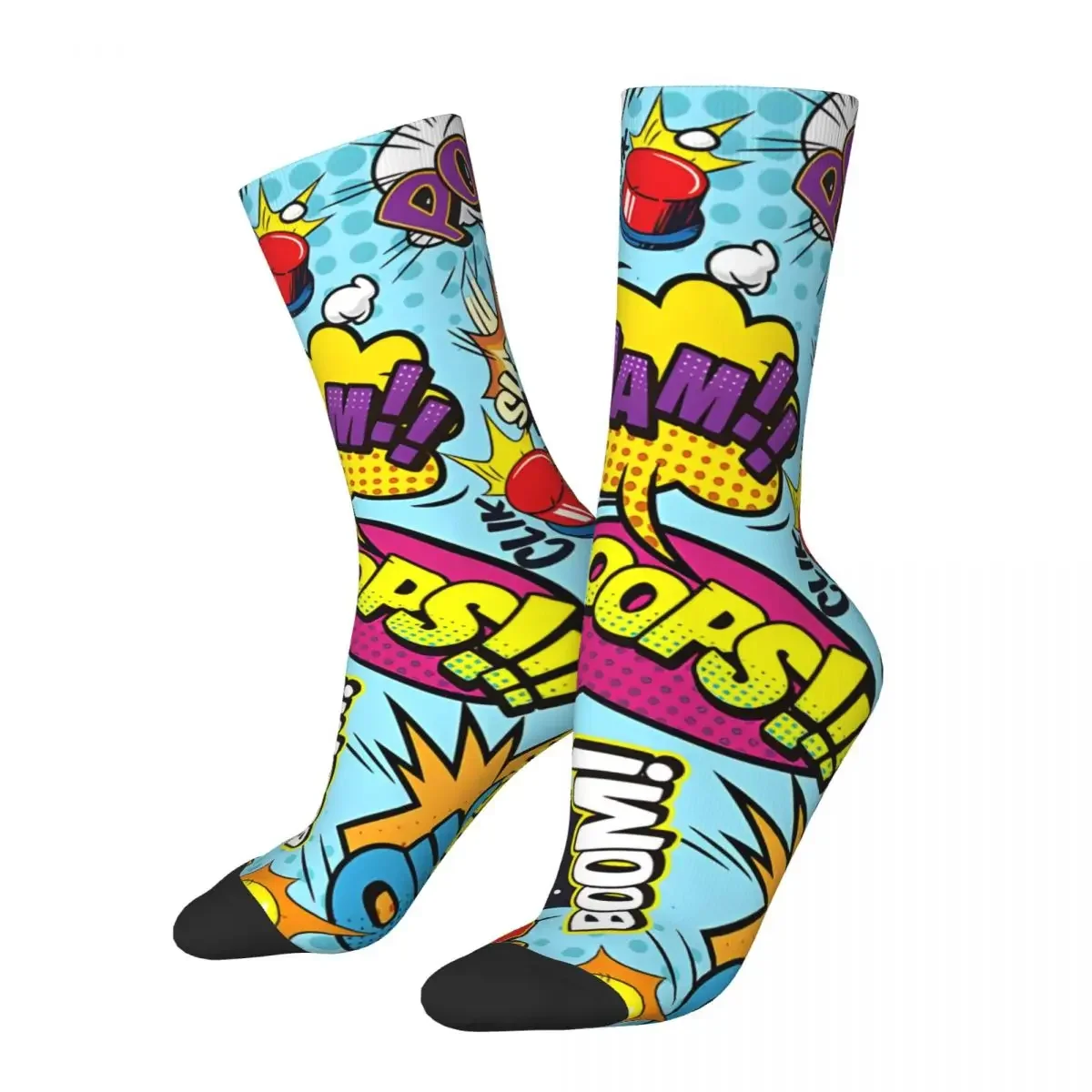 Comic Elements Colorful Seamless Pattern - Playful And Vibrant Men's Socks Vintage Harajuku Street Style Novelty Seamless