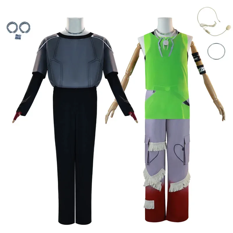 

Till Cosplay Alien Stage R7 Blink Gone Green Vest Outfit Costume Wig Armband Prop Necklace Decor Unisex Pants Performance Suit
