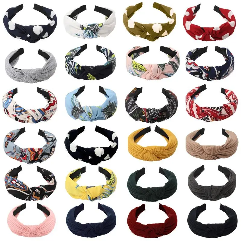 Womens Headband Twist Hairband Bow Knot Cross Tie Velvet Headwrap Hair Band Hoop Hair Accessories