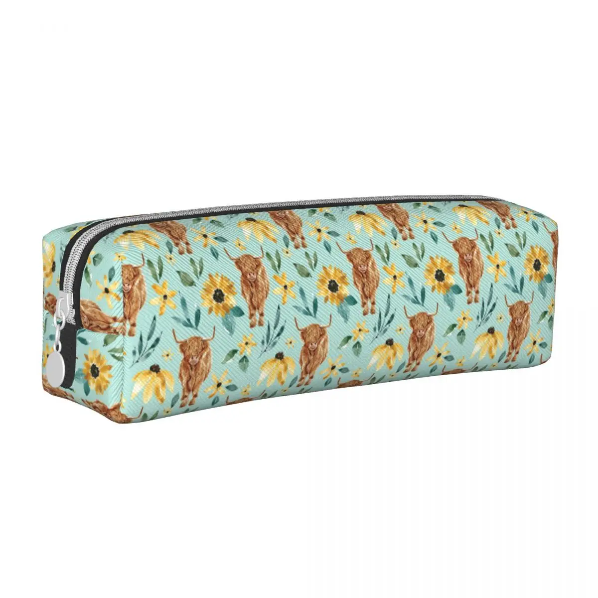 

Highland Cow And Sunflowers Pencil Cases Large Storage Pen Bags Pen Box For Boys Girls School Office Pencil Pouch Cosmetic bag
