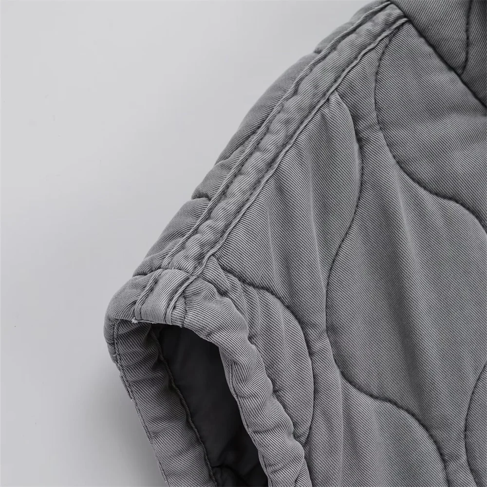 Nowa jesienno-zimowa odzież damska, casualowa moda, stójka, luźna, bezrękawnik, bawełniana kurtka, kamizelka.