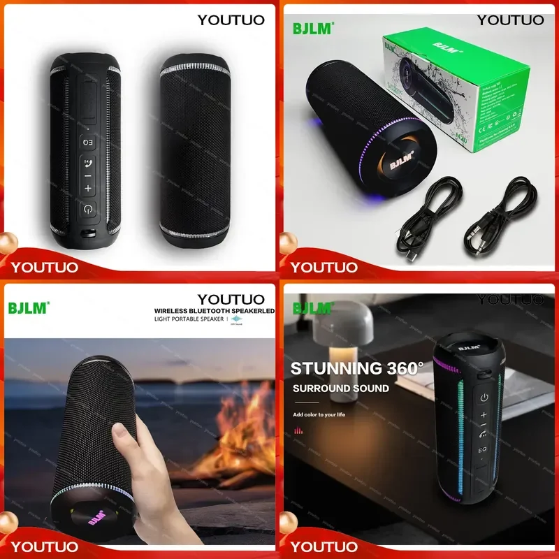 BJLM IPX7 Waterproof Speaker TWS Pairing BT5.3   Home Party Outdoor Beach