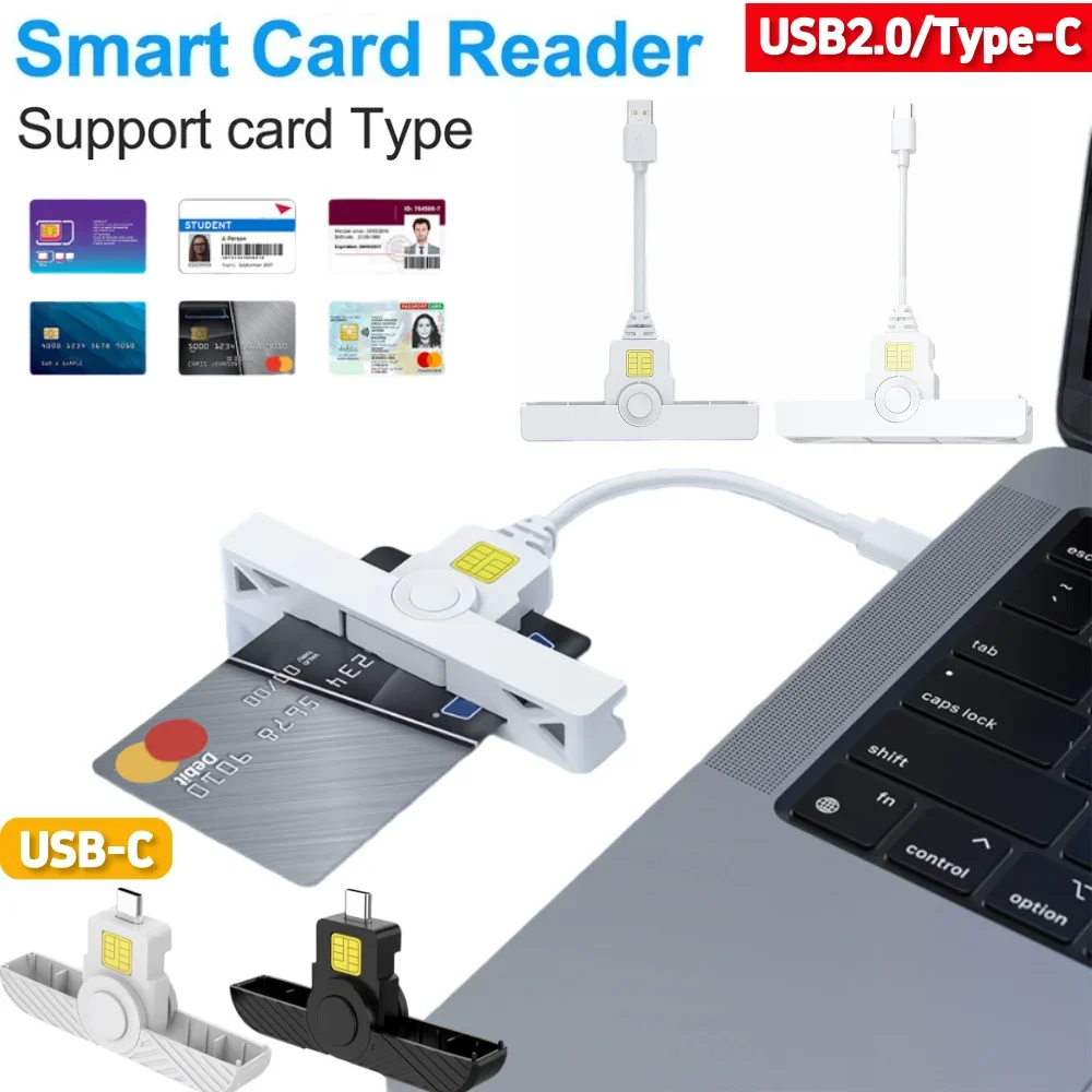 

Portable Smart Card Reader USB2.0 Type-C Card Reader Common Access Card Reader CAC Card Reader for Goverment ID AKO OWA DKO JKo