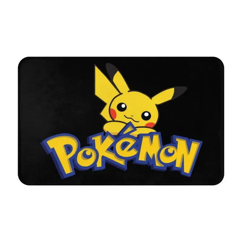 Custom Cartoon Animation Pokemon Pikachu Logo Doormat Non-Slip Entrance Kitchen Bath Door Floor Mats Living Room Carpet Rug